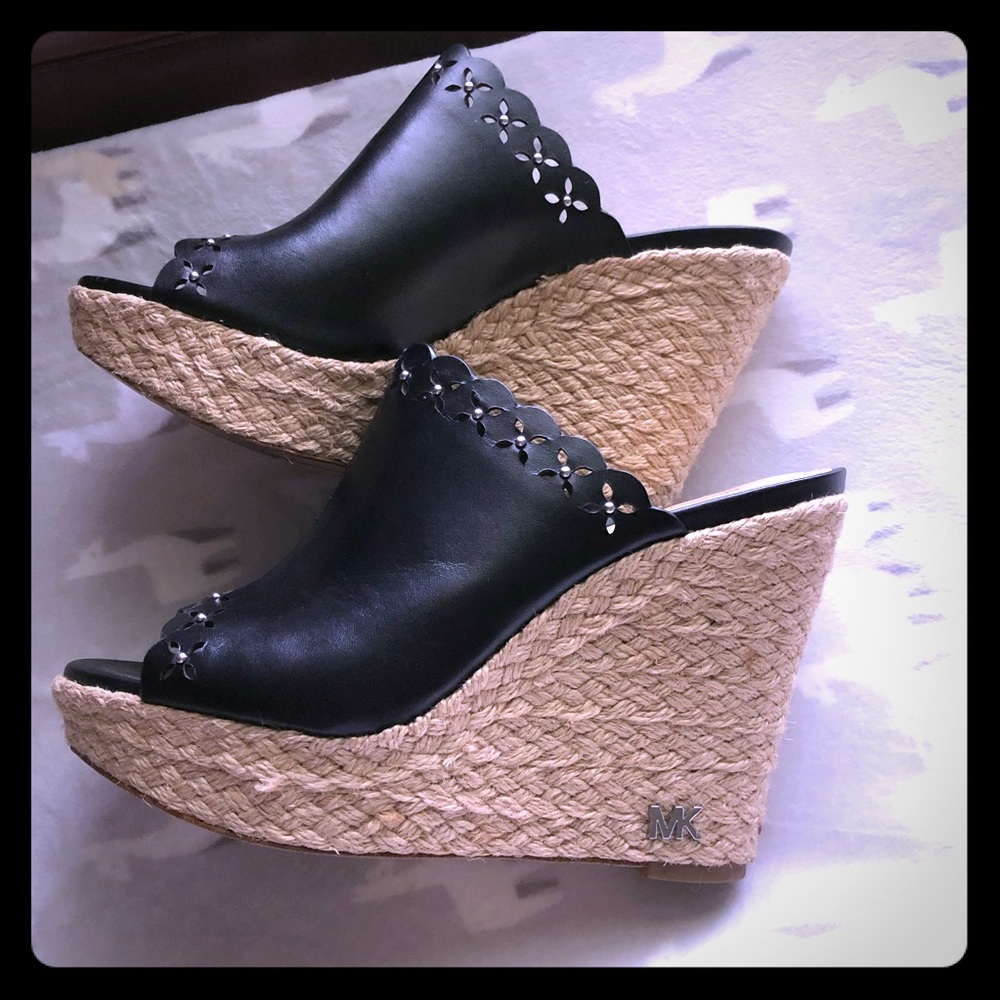 Michael Kors Black Wedges size 6.5 wedge sandals